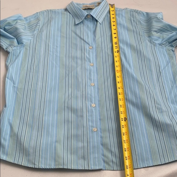Eddie Bauer aqua green striped button down shirt 2X Tall - Picture 7 of 8